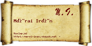 Mérai Irén névjegykártya